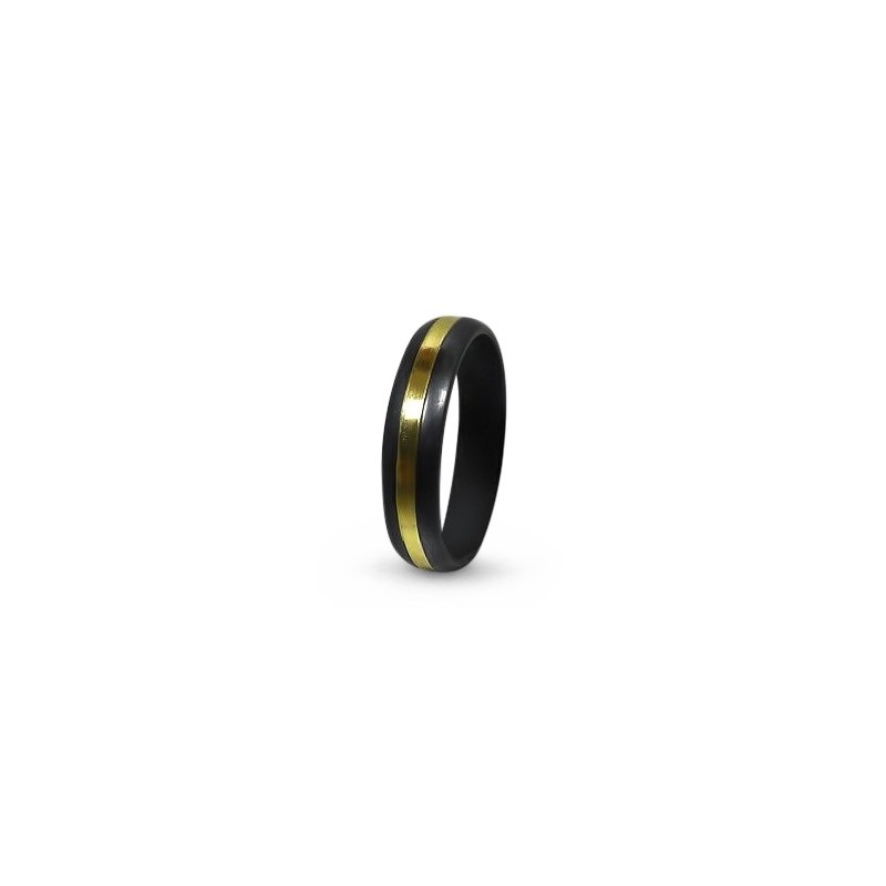 Кольцо из черного титана с желтым золотом
