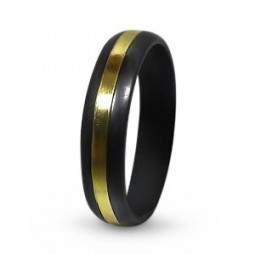 Кольцо из черного титана с желтым золотом