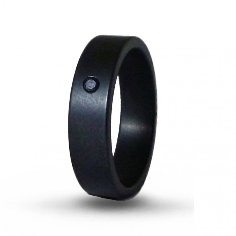 Кольцо из черного титана с черным бриллиантом Т4350